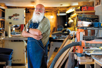 Wood carver Dave Baker of Wingate creates bowls, benches and other carvings out of locally collected wood. The 61-year-old hopes to spend more time concentrating on his hobby when he retires later this year. © 2011 Gallup Independent / Brian Leddy 